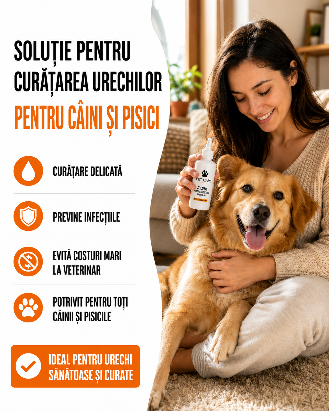 CleanEar-Soluție Curățare Urechi de animale