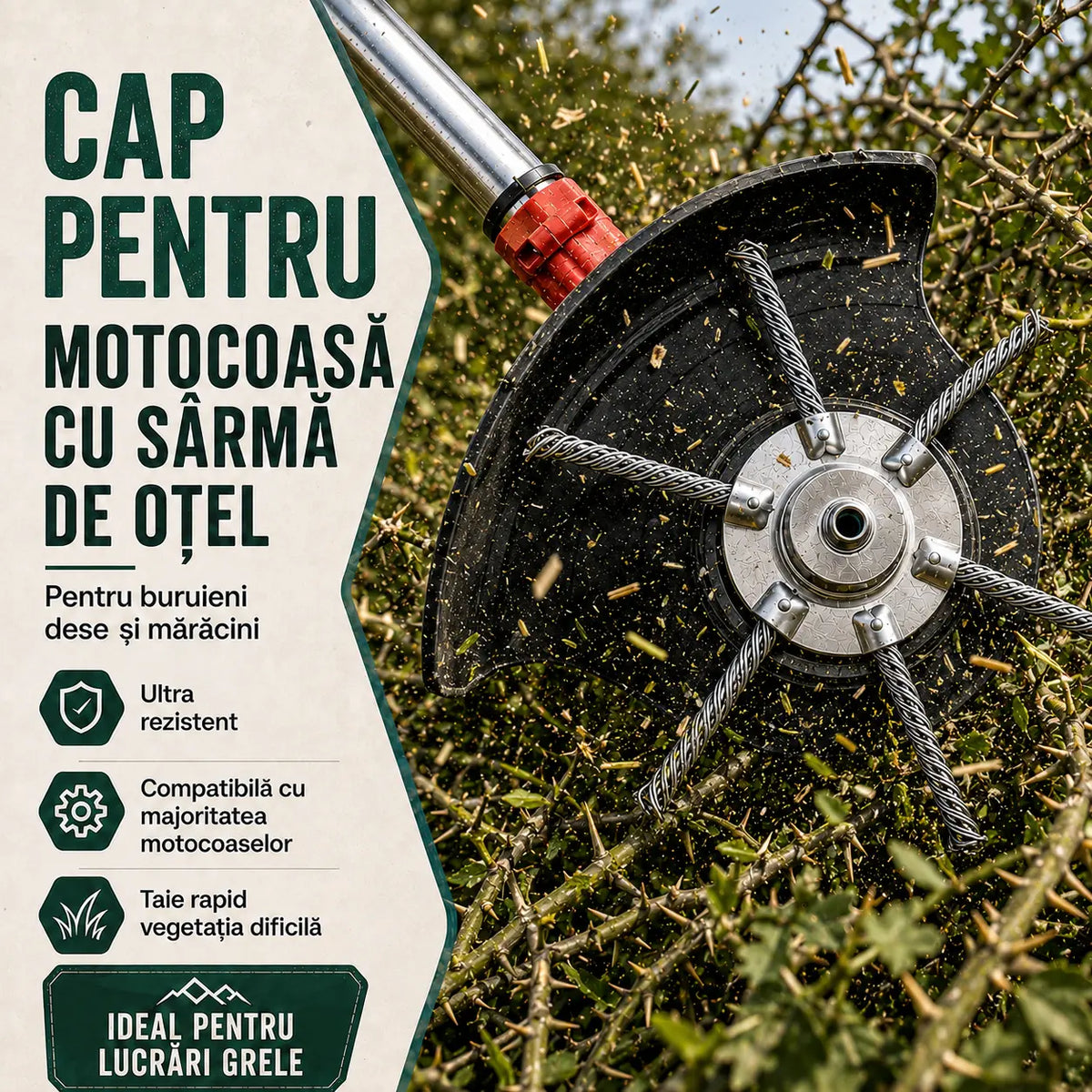 Cap Metalic Ultra-Rezistent pentru Motocoasa