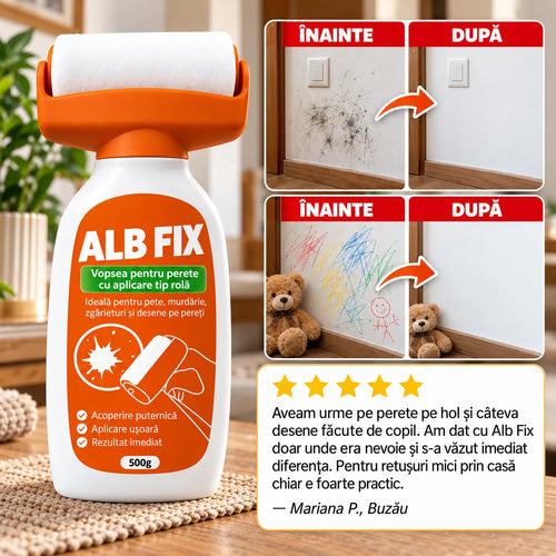 AlbFix – Trafalet cu vopsea albă lavabilă inclusă, 500 g